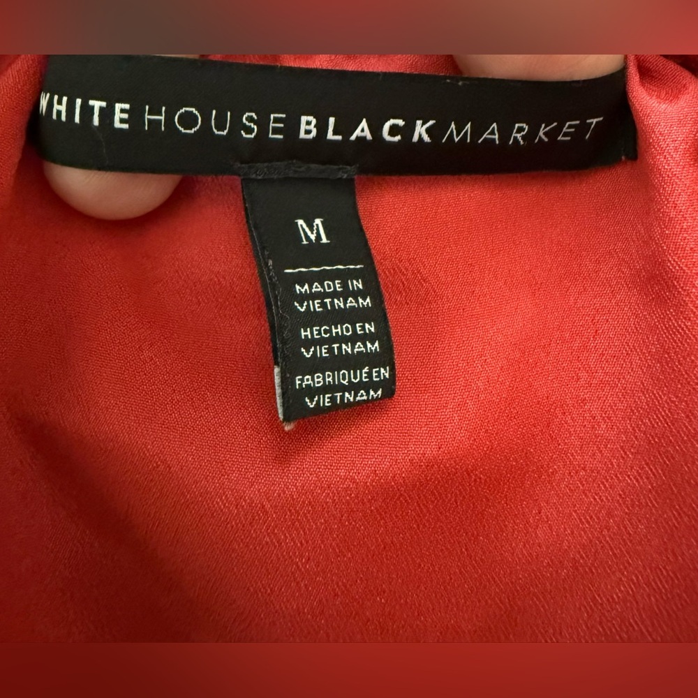 White House Black Market Red Off-The-Shoulder Ruffle Sleeve Dress Size M - Picture 6 of 11